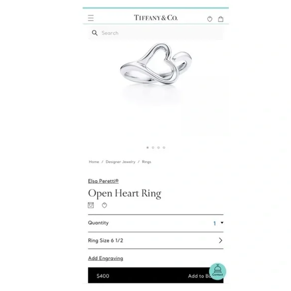 Tiffany & Co. Elsa Peretti Open Heart Ring Sterling Silver Sz. 6.5 W/ Pouch 🎁 - Picture 5 of 7